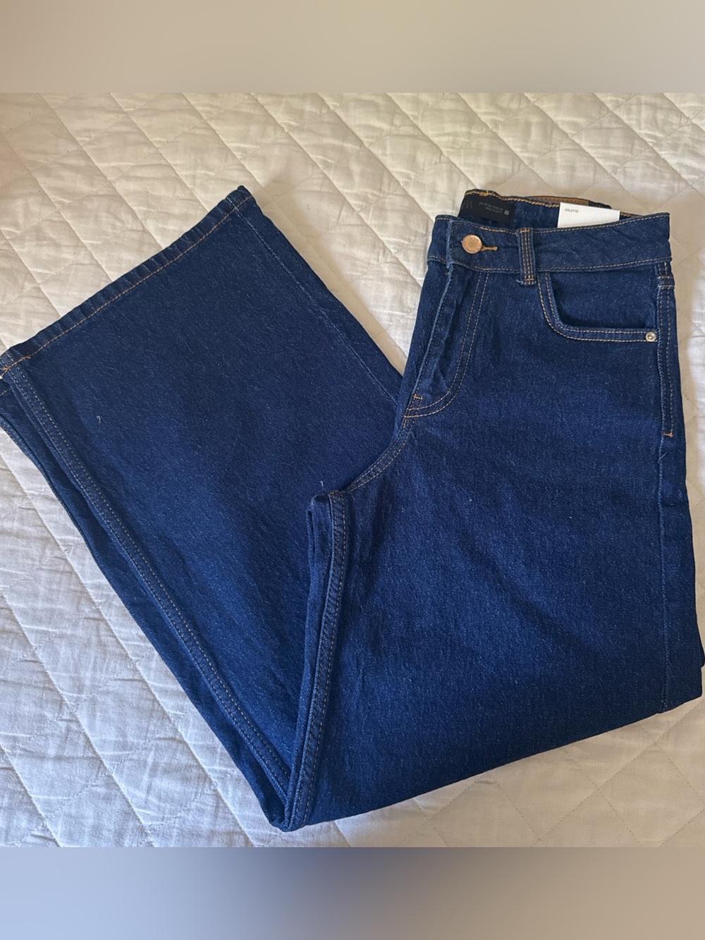 Zara Dark Blue Wide-Leg Jeans